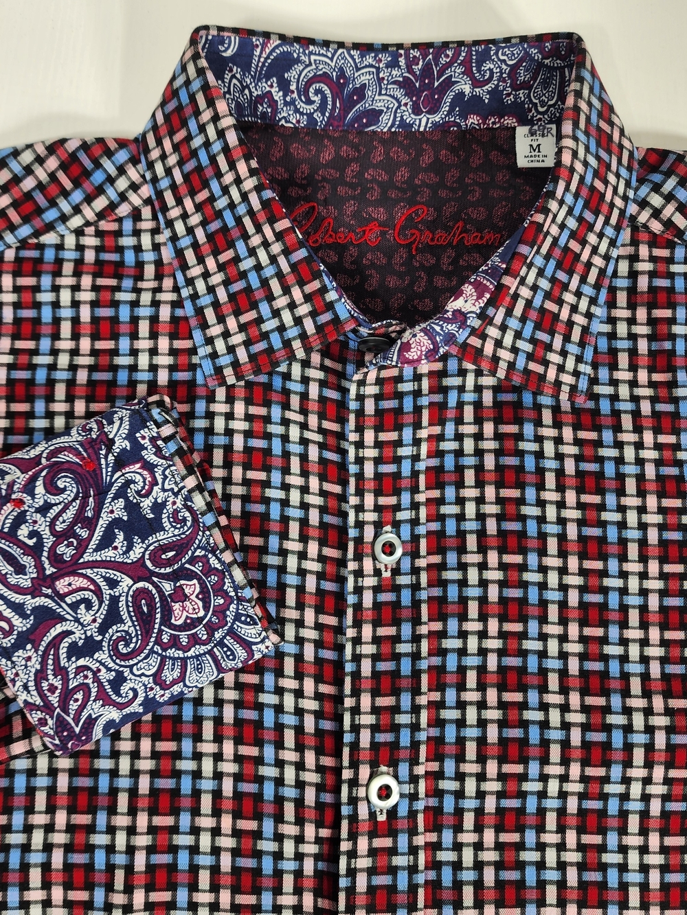 Robert Graham Men’s Red & Blue Check Button-Up Shirt